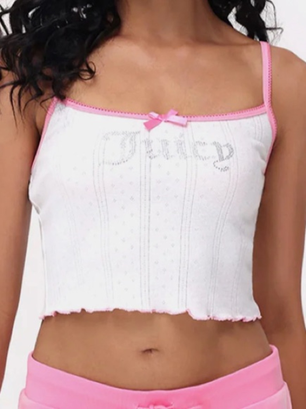 JUICY COUTURE | POINTELLE BOW CROPPED TANK